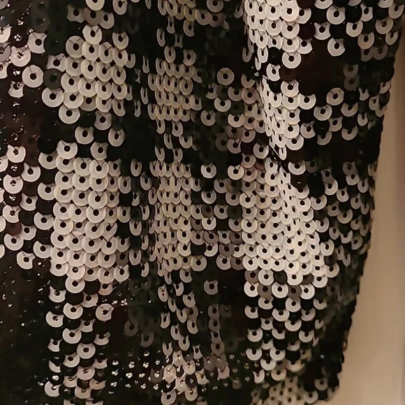DRAPER JAMES WOMENS BLACK & WHITE SEQUIN SHEATH DRESS SIZE 4 - Picture 4 of 15
